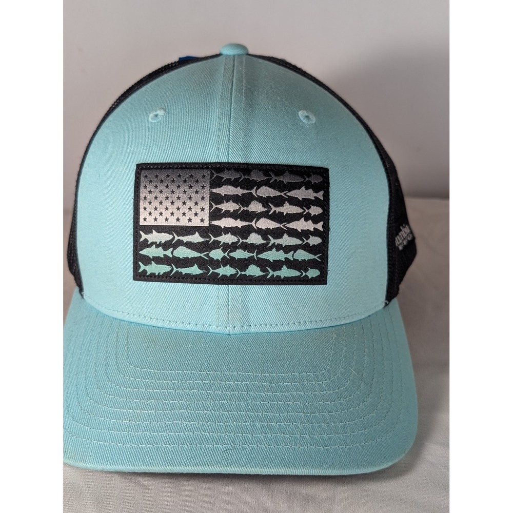 NTW Columbia PFG Fish Flag Mesh Snapback Hat Light Teal Black OS